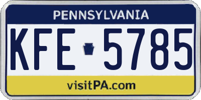 PA license plate KFE5785