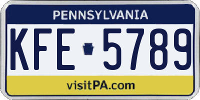 PA license plate KFE5789