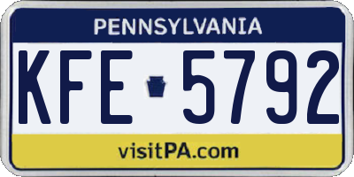 PA license plate KFE5792