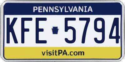 PA license plate KFE5794