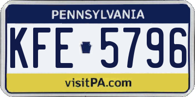 PA license plate KFE5796