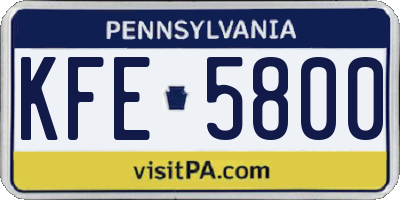 PA license plate KFE5800
