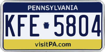 PA license plate KFE5804