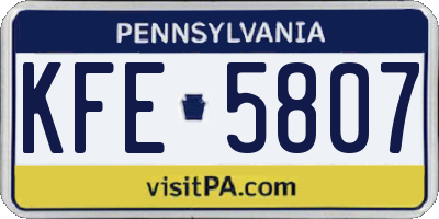 PA license plate KFE5807