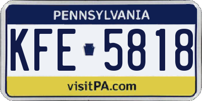 PA license plate KFE5818