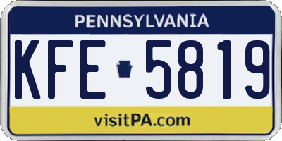 PA license plate KFE5819