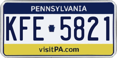 PA license plate KFE5821