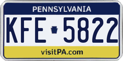 PA license plate KFE5822
