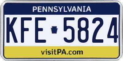 PA license plate KFE5824