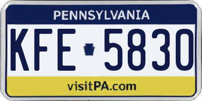 PA license plate KFE5830