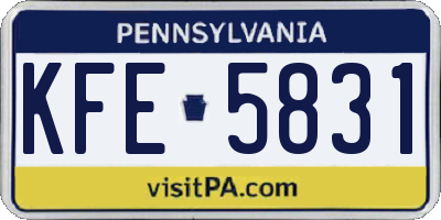 PA license plate KFE5831
