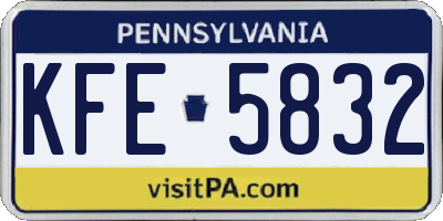PA license plate KFE5832