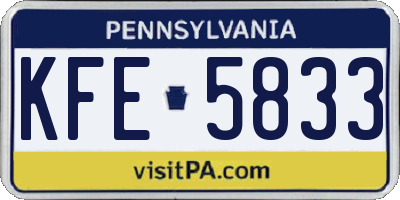 PA license plate KFE5833