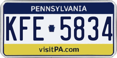 PA license plate KFE5834