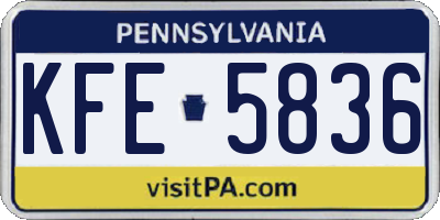 PA license plate KFE5836