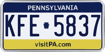 PA license plate KFE5837