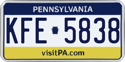 PA license plate KFE5838