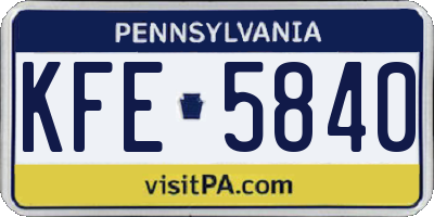 PA license plate KFE5840