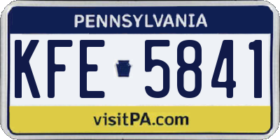 PA license plate KFE5841