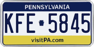 PA license plate KFE5845