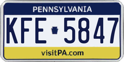 PA license plate KFE5847