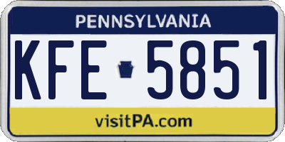 PA license plate KFE5851
