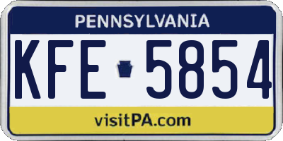 PA license plate KFE5854