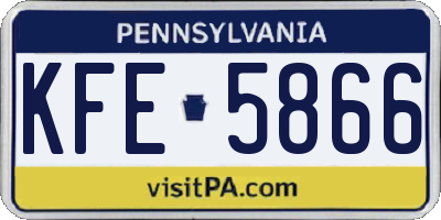 PA license plate KFE5866