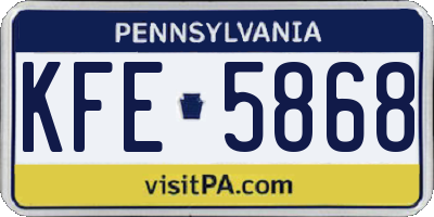 PA license plate KFE5868