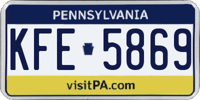 PA license plate KFE5869