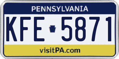 PA license plate KFE5871