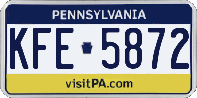PA license plate KFE5872