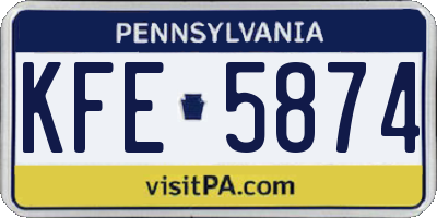 PA license plate KFE5874