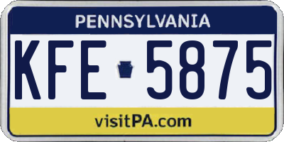 PA license plate KFE5875