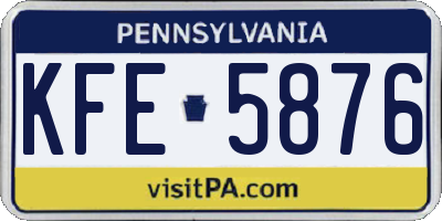 PA license plate KFE5876
