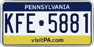 PA license plate KFE5881