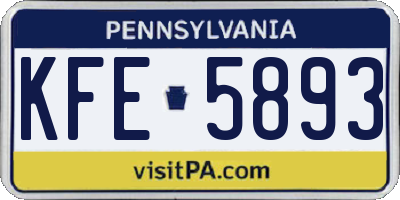 PA license plate KFE5893