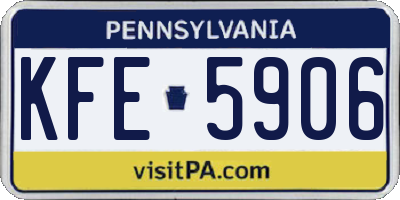 PA license plate KFE5906
