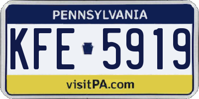 PA license plate KFE5919