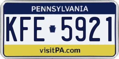 PA license plate KFE5921