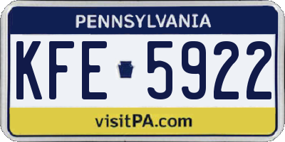 PA license plate KFE5922