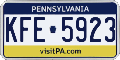 PA license plate KFE5923