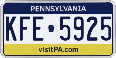 PA license plate KFE5925