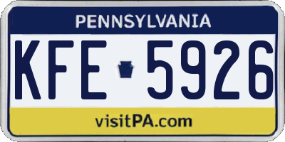 PA license plate KFE5926
