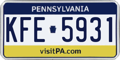 PA license plate KFE5931