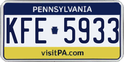 PA license plate KFE5933