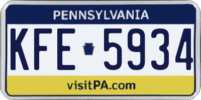 PA license plate KFE5934