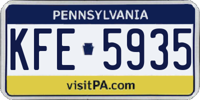 PA license plate KFE5935