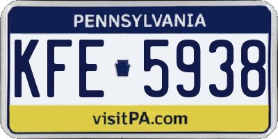 PA license plate KFE5938