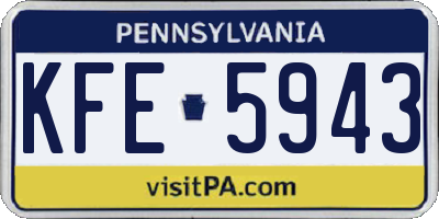PA license plate KFE5943